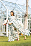 White Net Embroidered Saree With Unstitched Blouse