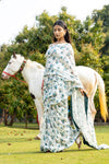 White Net Embroidered Saree With Unstitched Blouse