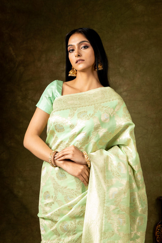 Panna Sarees-Chanderi Cotton Woven Zari Saree