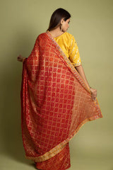 Chiffon Embroidered Saree With Digital Print & Patola Print