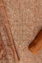 Organza Embroidered Unstitched Suit With Dupatta