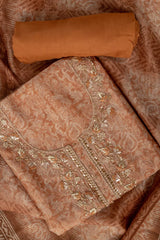 Organza Embroidered Unstitched Suit With Dupatta