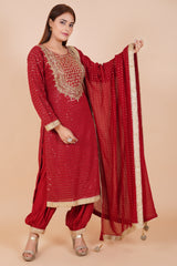 Georgette Embroidered Readymade Suit With Georgette Dupatta