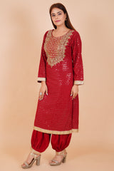 Georgette Embroidered Readymade Suit With Georgette Dupatta