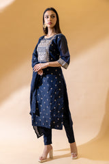 Chanderi Cotton Readymade Suit With Cotton Dupatta