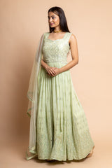 Georgette Floor Length Readymade Suit With Net Dupatta