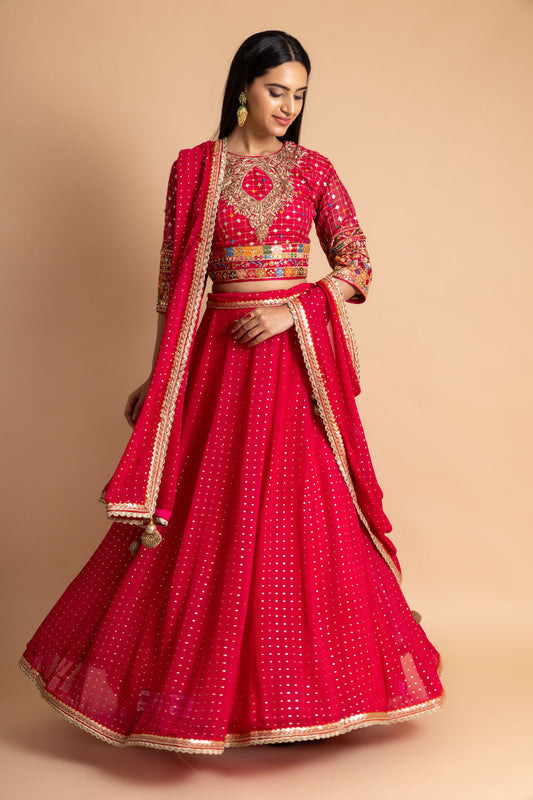 Rani Georgette Lehenga Set With Readymade Blouse