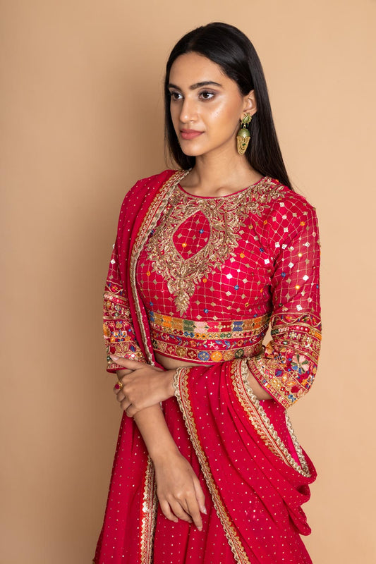 Rani Georgette Lehenga Set With Readymade Blouse